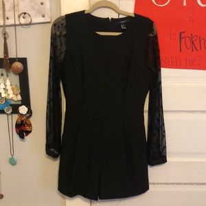 Black long sleeve Swiss dot romper